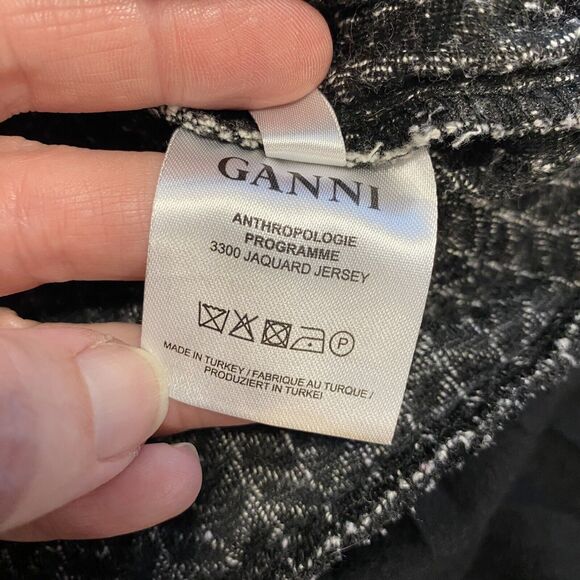 Ganni Anthropologie Jacquard Jersey Knife Pleated Dress Black White Size Medium - Picture 9 of 14